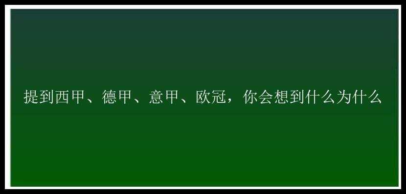 提到西甲、德甲、意甲、欧冠，你会想到什么为什么