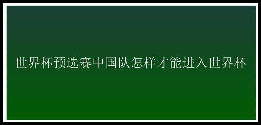 世界杯预选赛中国队怎样才能进入世界杯