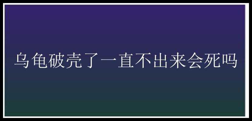 乌龟破壳了一直不出来会死吗