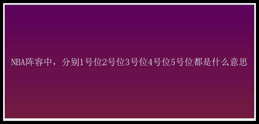NBA阵容中，分别1号位2号位3号位4号位5号位都是什么意思