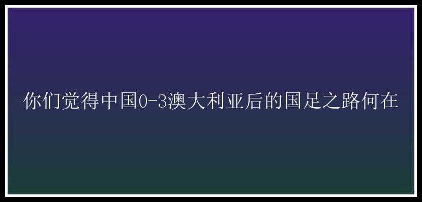 你们觉得中国0-3澳大利亚后的国足之路何在