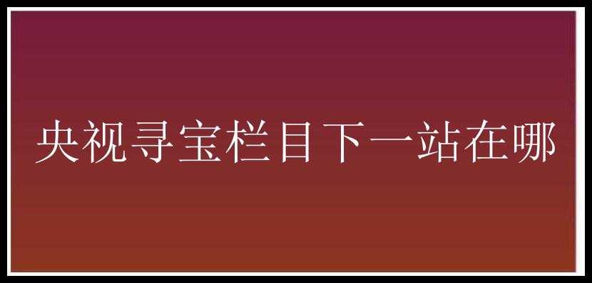 央视寻宝栏目下一站在哪