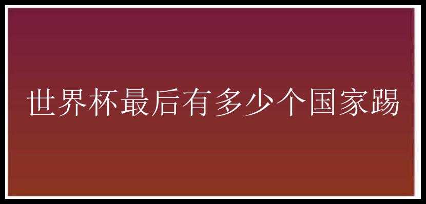 世界杯最后有多少个国家踢