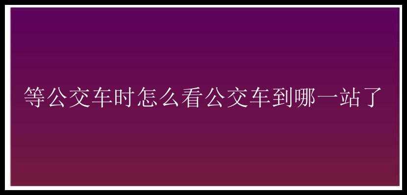 等公交车时怎么看公交车到哪一站了