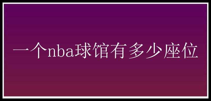 一个nba球馆有多少座位