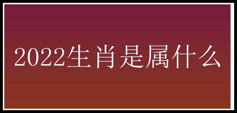 2022生肖是属什么