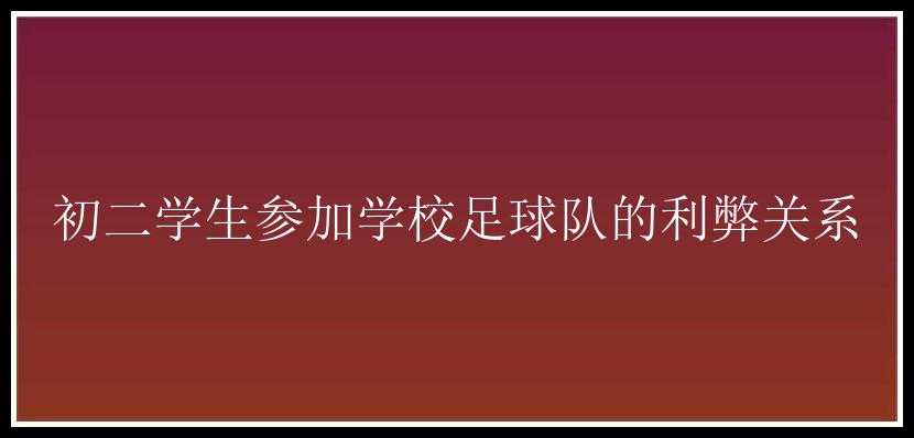 初二学生参加学校足球队的利弊关系