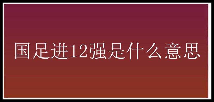 国足进12强是什么意思