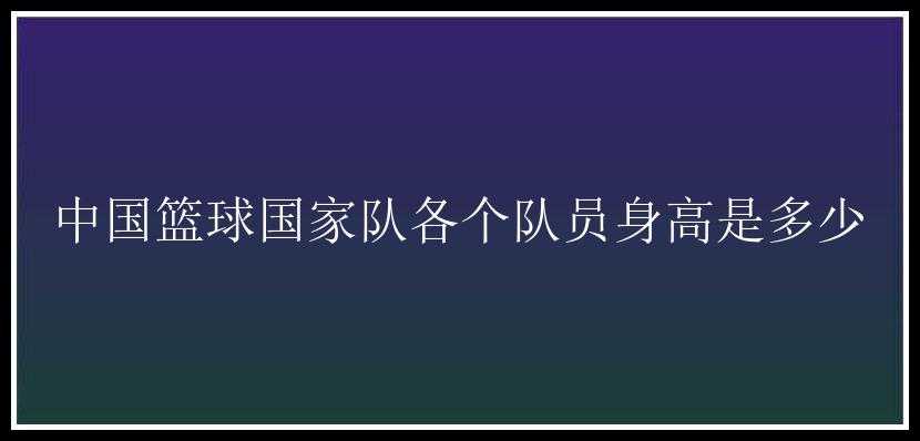 中国篮球国家队各个队员身高是多少