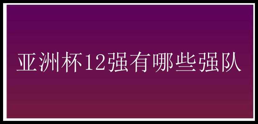 亚洲杯12强有哪些强队