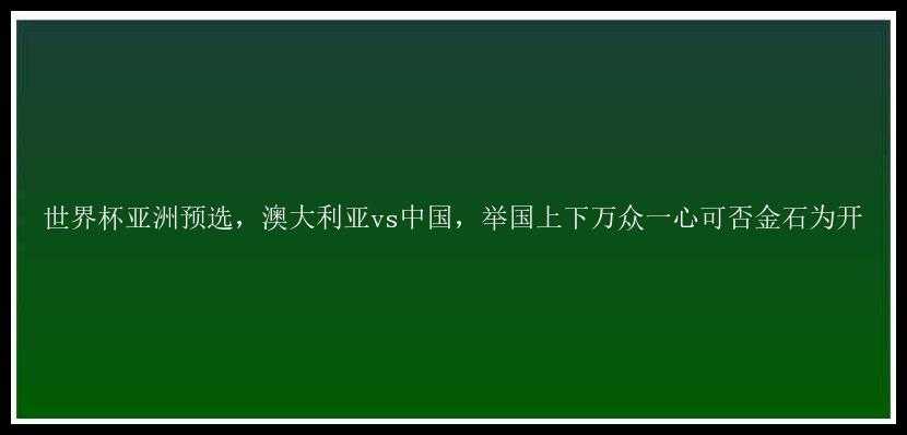 世界杯亚洲预选，澳大利亚vs中国，举国上下万众一心可否金石为开