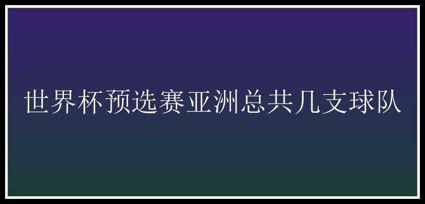 世界杯预选赛亚洲总共几支球队