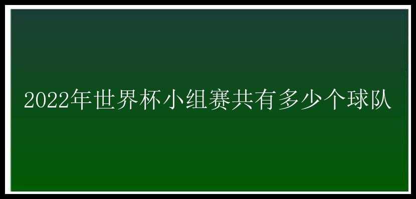 2022年世界杯小组赛共有多少个球队