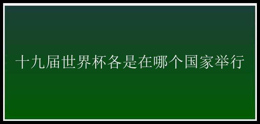 十九届世界杯各是在哪个国家举行