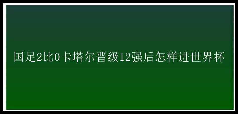 国足2比0卡塔尔晋级12强后怎样进世界杯