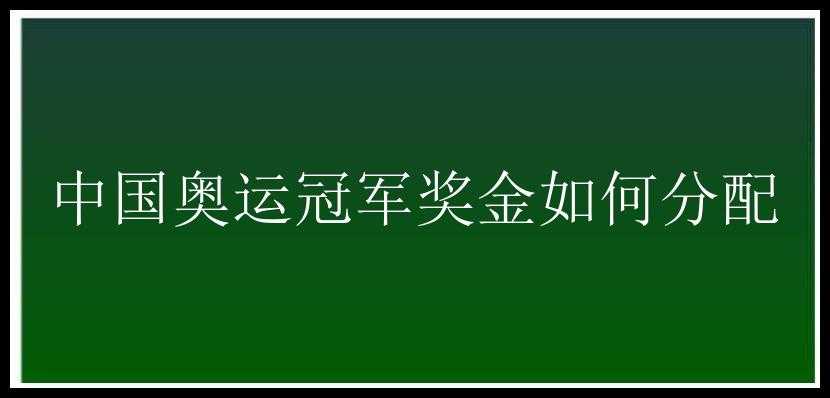 中国奥运冠军奖金如何分配