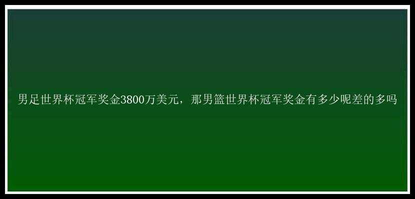 男足世界杯冠军奖金3800万美元，那男篮世界杯冠军奖金有多少呢差的多吗