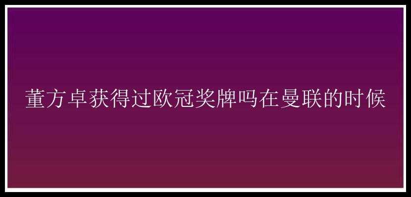 董方卓获得过欧冠奖牌吗在曼联的时候