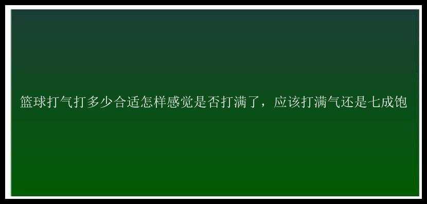 篮球打气打多少合适怎样感觉是否打满了，应该打满气还是七成饱