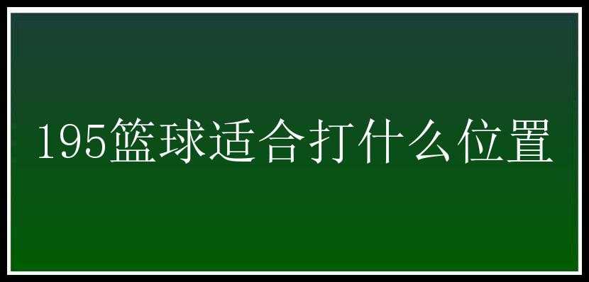 195篮球适合打什么位置