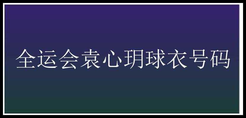 全运会袁心玥球衣号码