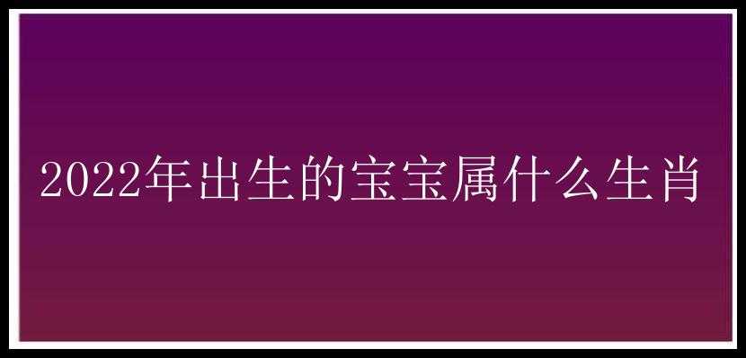 2022年出生的宝宝属什么生肖