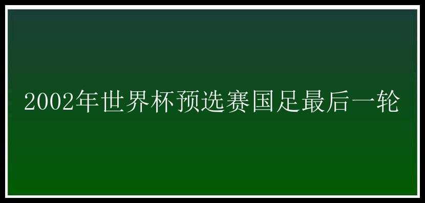 2002年世界杯预选赛国足最后一轮