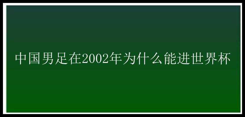 中国男足在2002年为什么能进世界杯