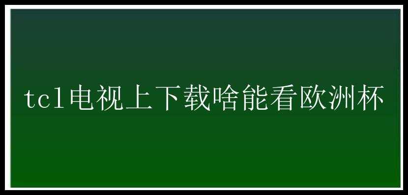 tcl电视上下载啥能看欧洲杯