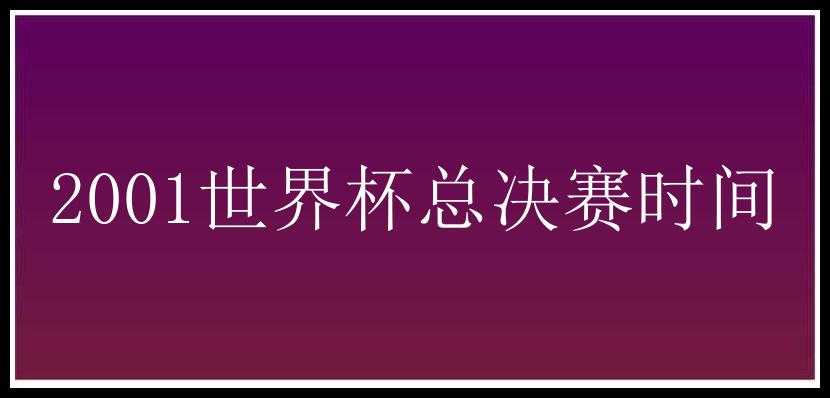 2001世界杯总决赛时间