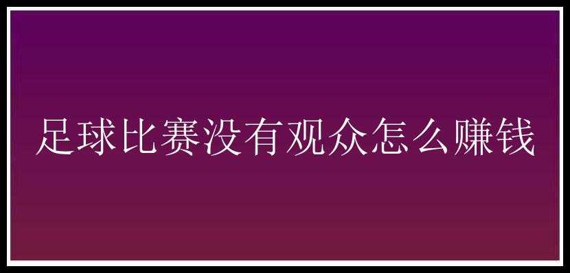 足球比赛没有观众怎么赚钱