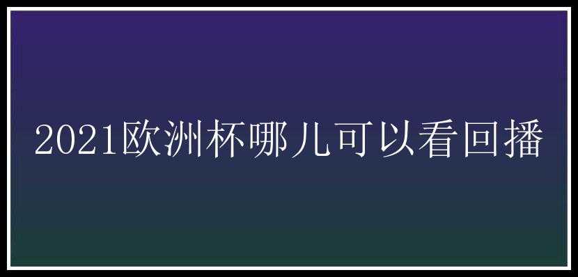 2021欧洲杯哪儿可以看回播