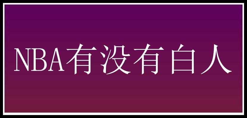 NBA有没有白人