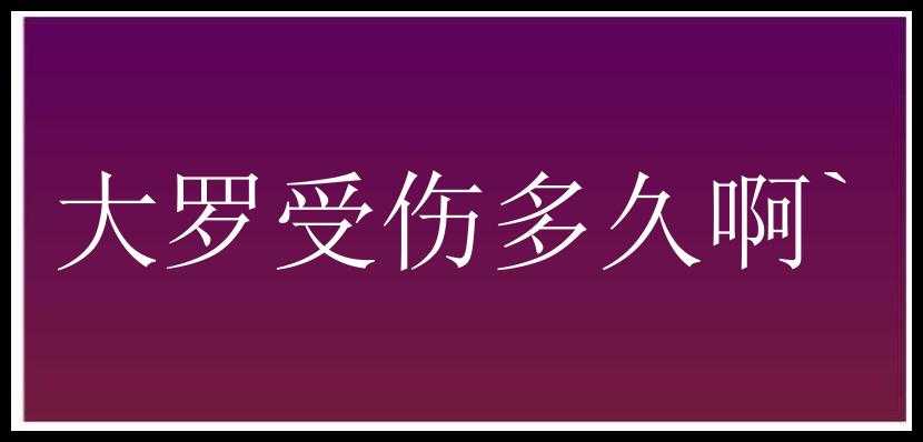 大罗受伤多久啊`