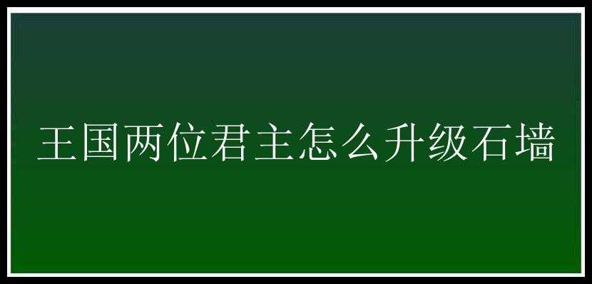 王国两位君主怎么升级石墙