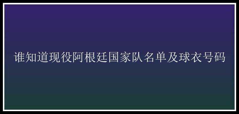 谁知道现役阿根廷国家队名单及球衣号码