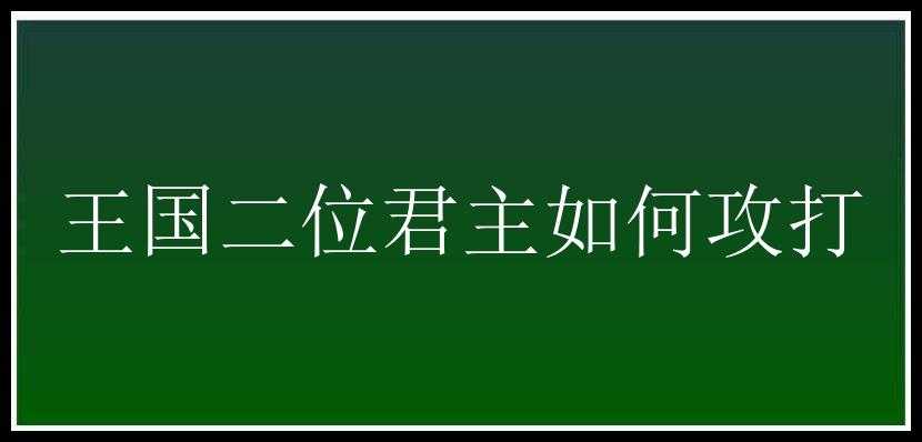 王国二位君主如何攻打