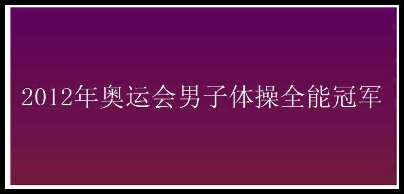 2012年奥运会男子体操全能冠军