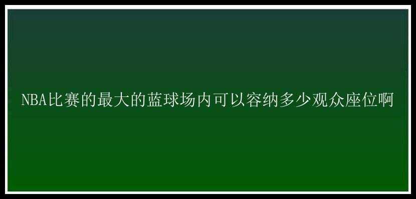 NBA比赛的最大的蓝球场内可以容纳多少观众座位啊