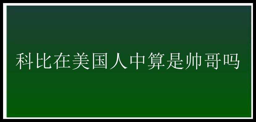 科比在美国人中算是帅哥吗