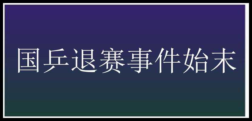 国乒退赛事件始末