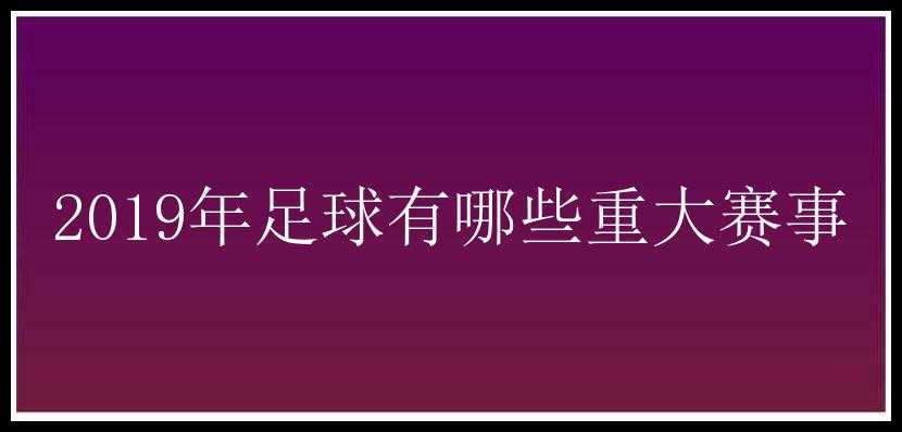 2019年足球有哪些重大赛事