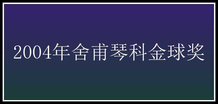 2004年舍甫琴科金球奖