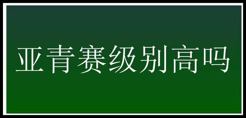 亚青赛级别高吗