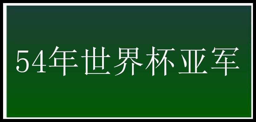 54年世界杯亚军