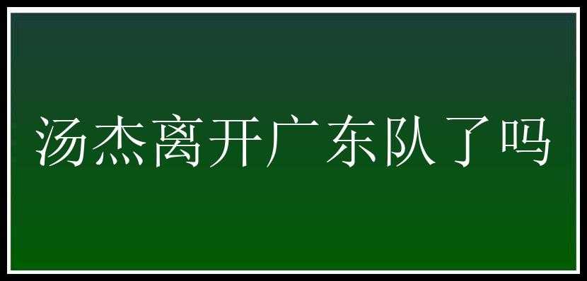 汤杰离开广东队了吗