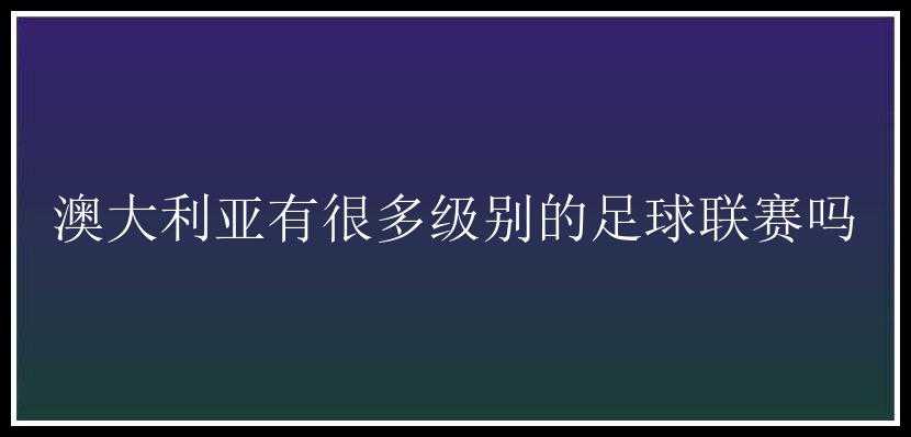 澳大利亚有很多级别的足球联赛吗