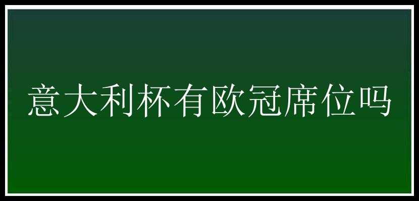 意大利杯有欧冠席位吗