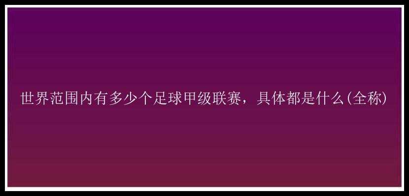 世界范围内有多少个足球甲级联赛，具体都是什么(全称)