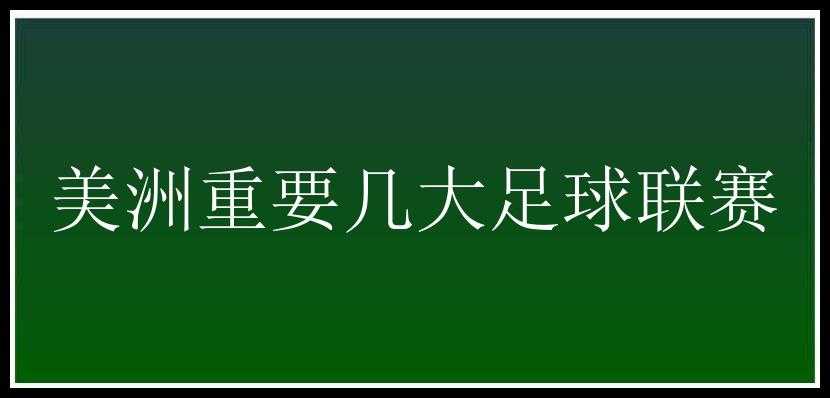 美洲重要几大足球联赛